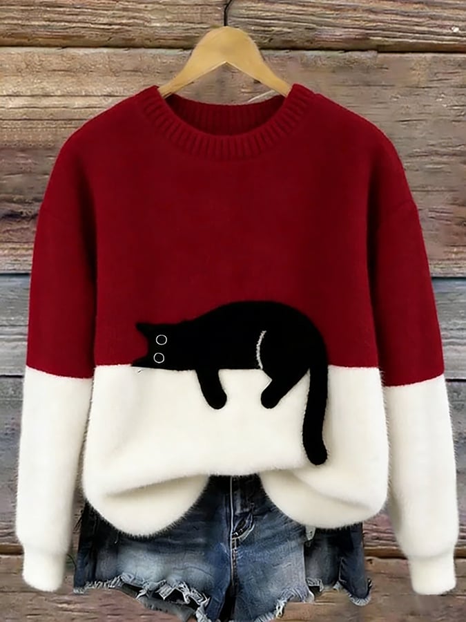 Moon | Pull femme à motif chat