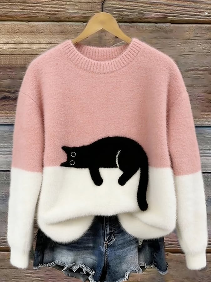 Moon | Pull femme à motif chat