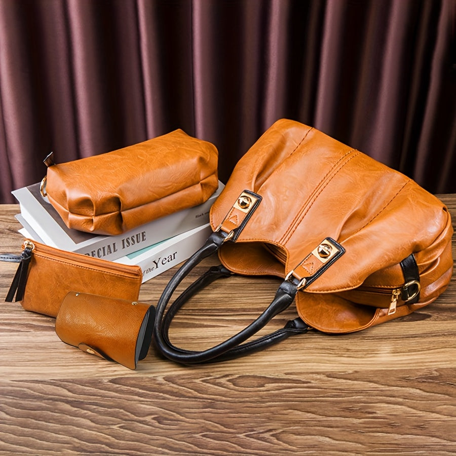 Ensemble de 4 sacs en cuir vintage