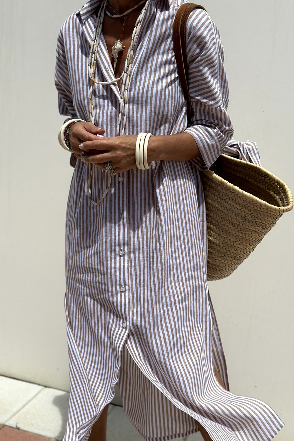 Sophia™ | Elegant striped shirt dress 