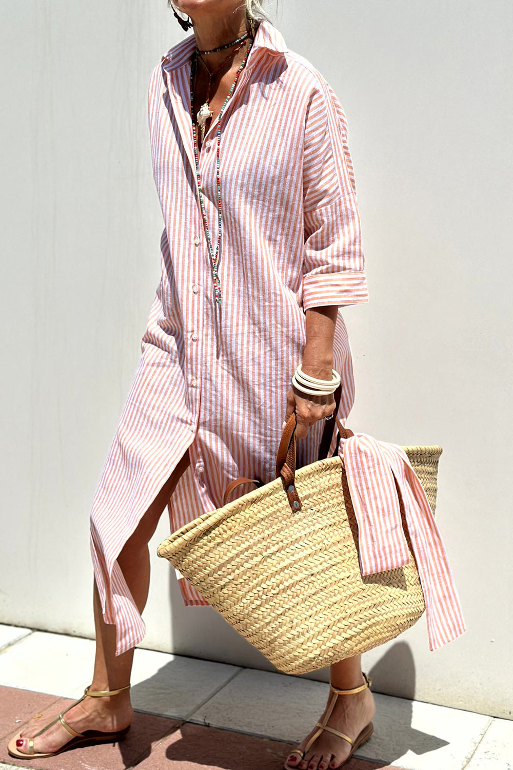 Sophia™ | Elegant striped shirt dress 