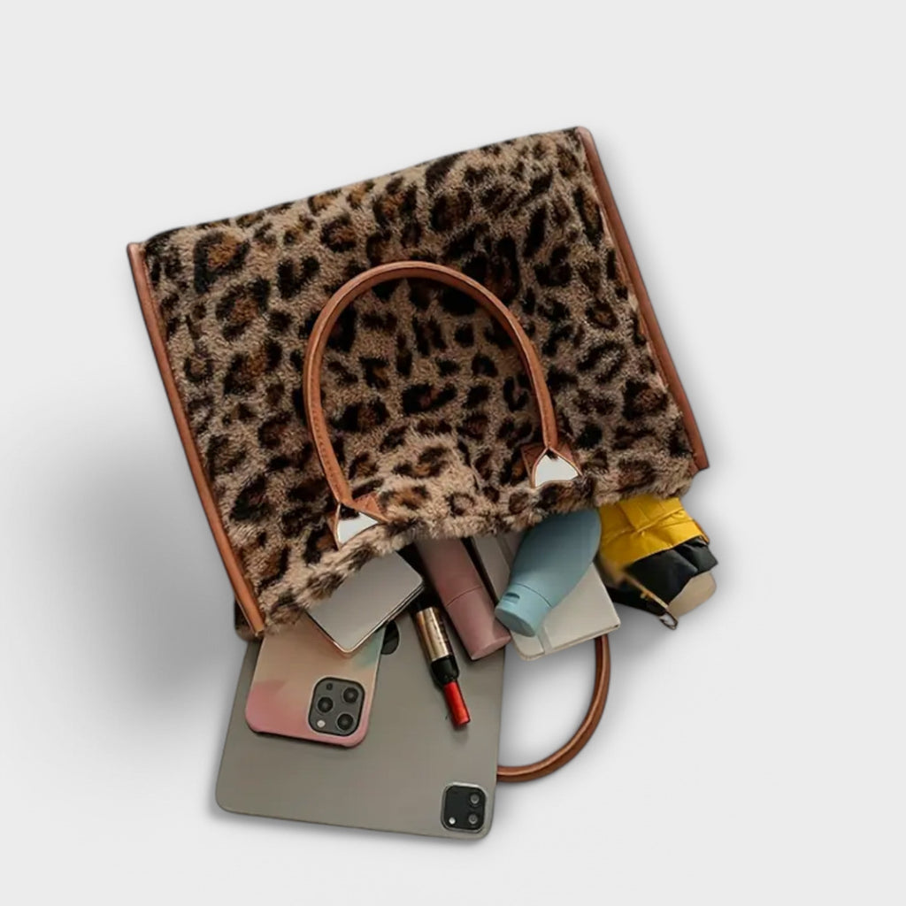 Sac élégant en peluche léopard