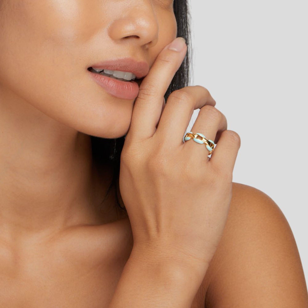 Bague à chaîne bleue Reya