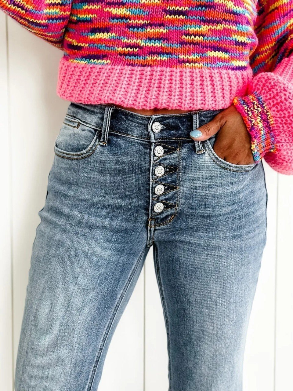 Evelyn | Comfortabele Jeans Met Een Mid-Rise Tailleband En Knoopsluiting