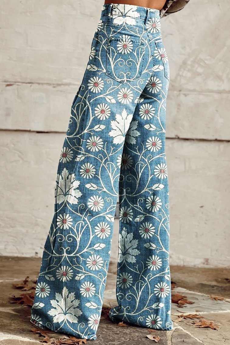 Elodie | Pantalon large vintage Daisy Bloom
