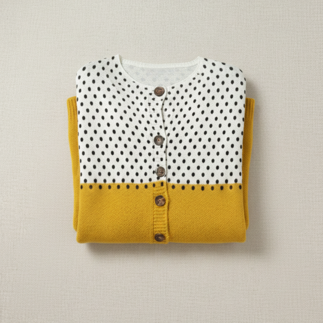 Gilet boutonné à pois géométriques jaunes
