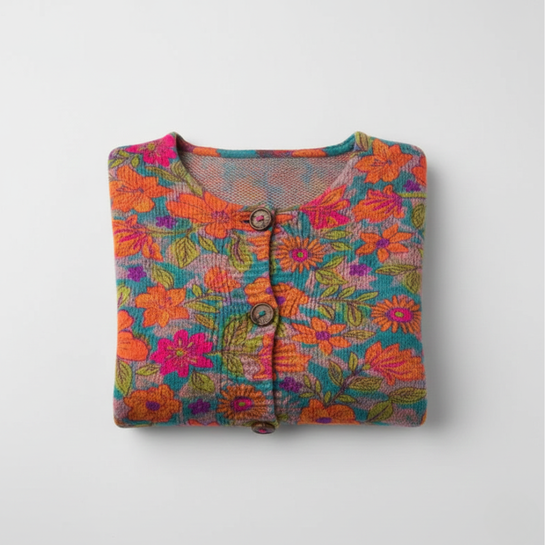 Samantha | Gilet boutonné à imprimé artistique