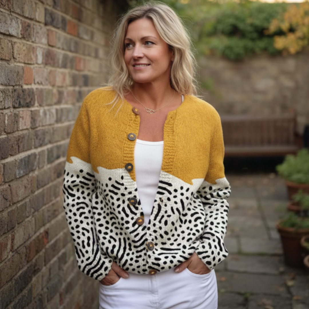 Martha | Gilet boutonné jaune et blanc
