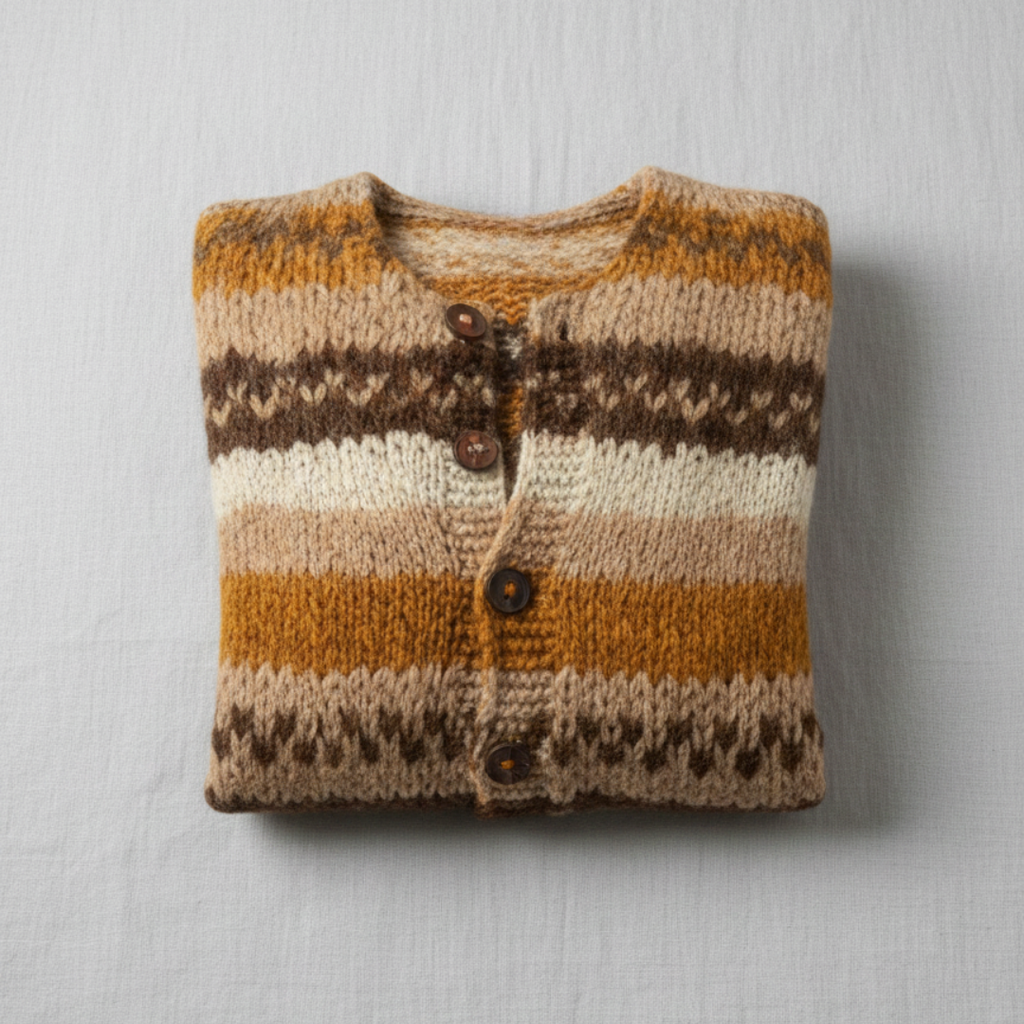 Eve | Gilet boutonné multicolore marron