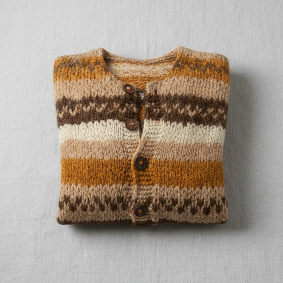 Eve | Gilet boutonné multicolore marron