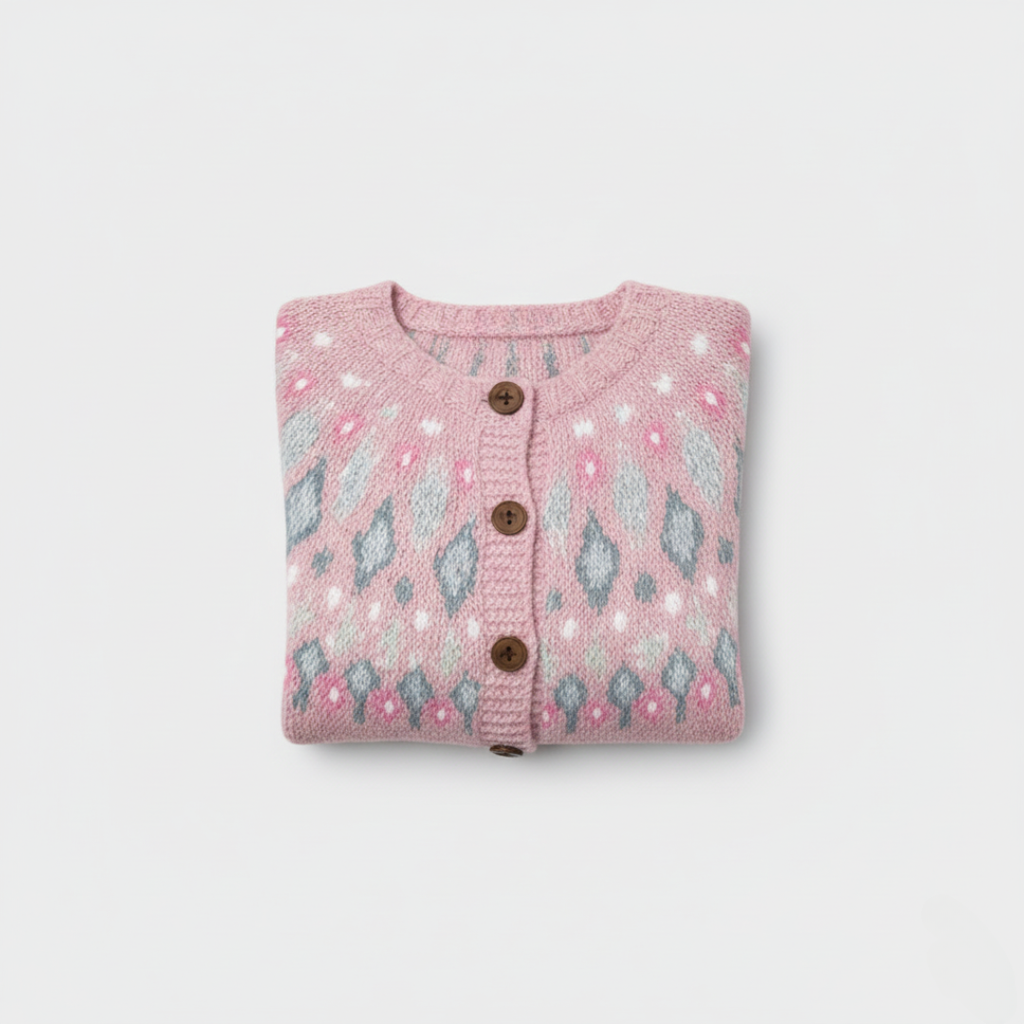 Rose porte-bonheur | Gilet boutonné à imprimé artistique