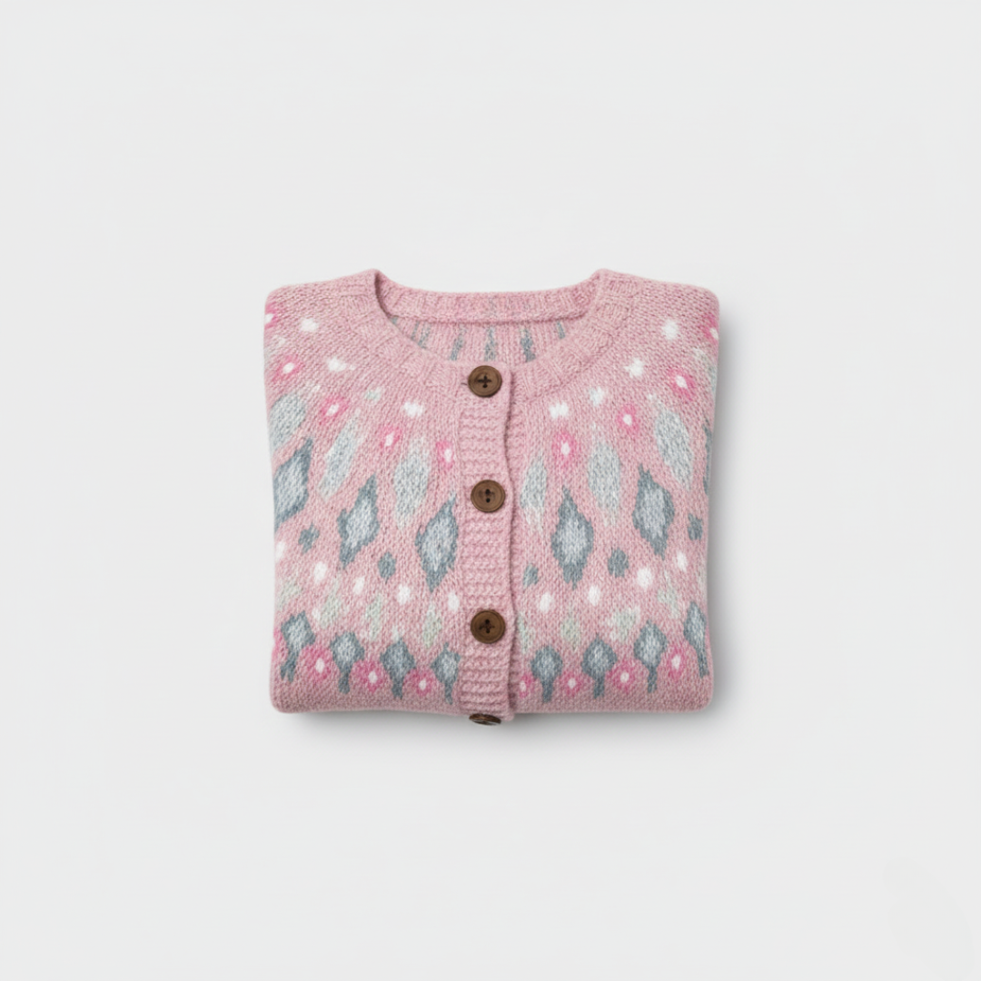 Rose porte-bonheur | Gilet boutonné à imprimé artistique