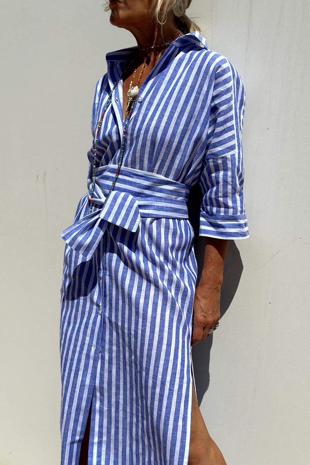 Sophia™ | Elegant striped shirt dress 