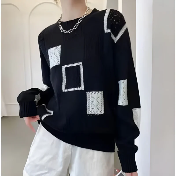 Aleida | Pull en maille moderne à motif géométrique 