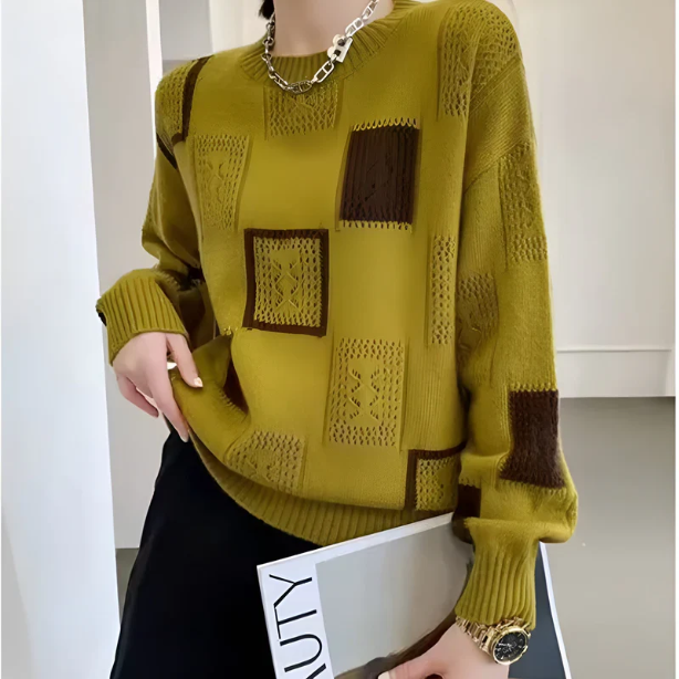 Aleida | Pull en maille moderne à motif géométrique 