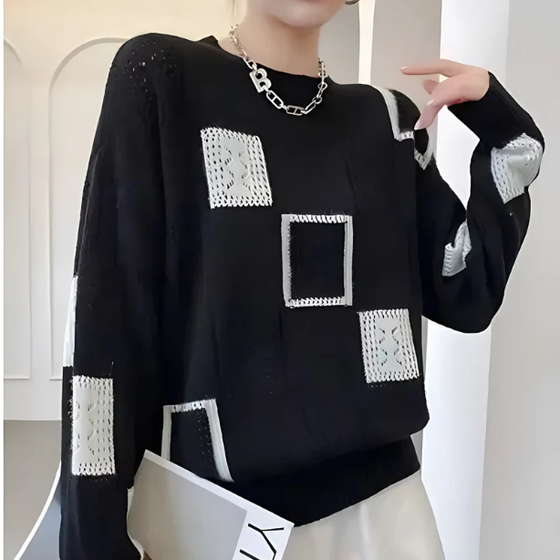 Aleida | Pull en maille moderne à motif géométrique 