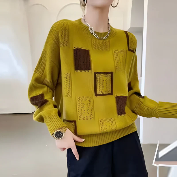 Aleida | Pull en maille moderne à motif géométrique 