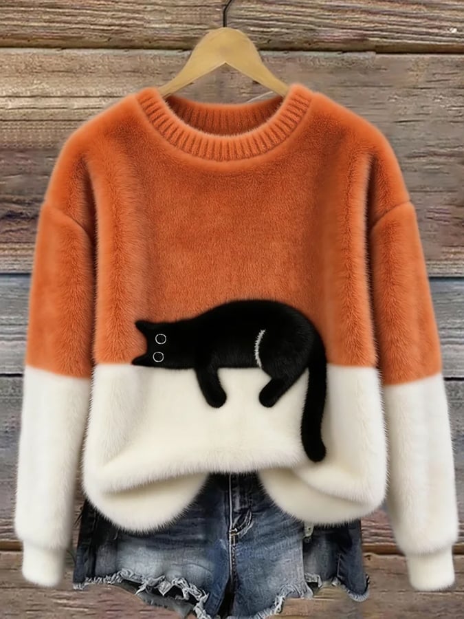 Moon | Pull femme à motif chat