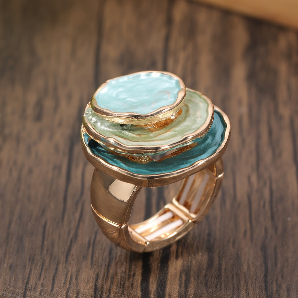 Bague bohème à trois couches en émail