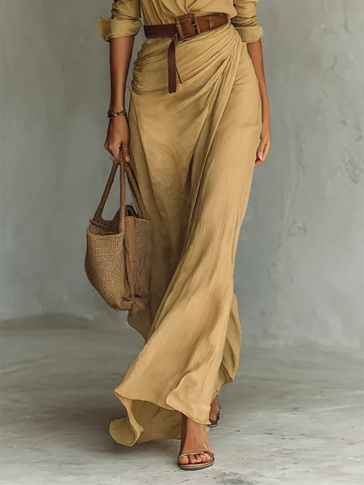 Una | Robe longue portefeuille à revers 
