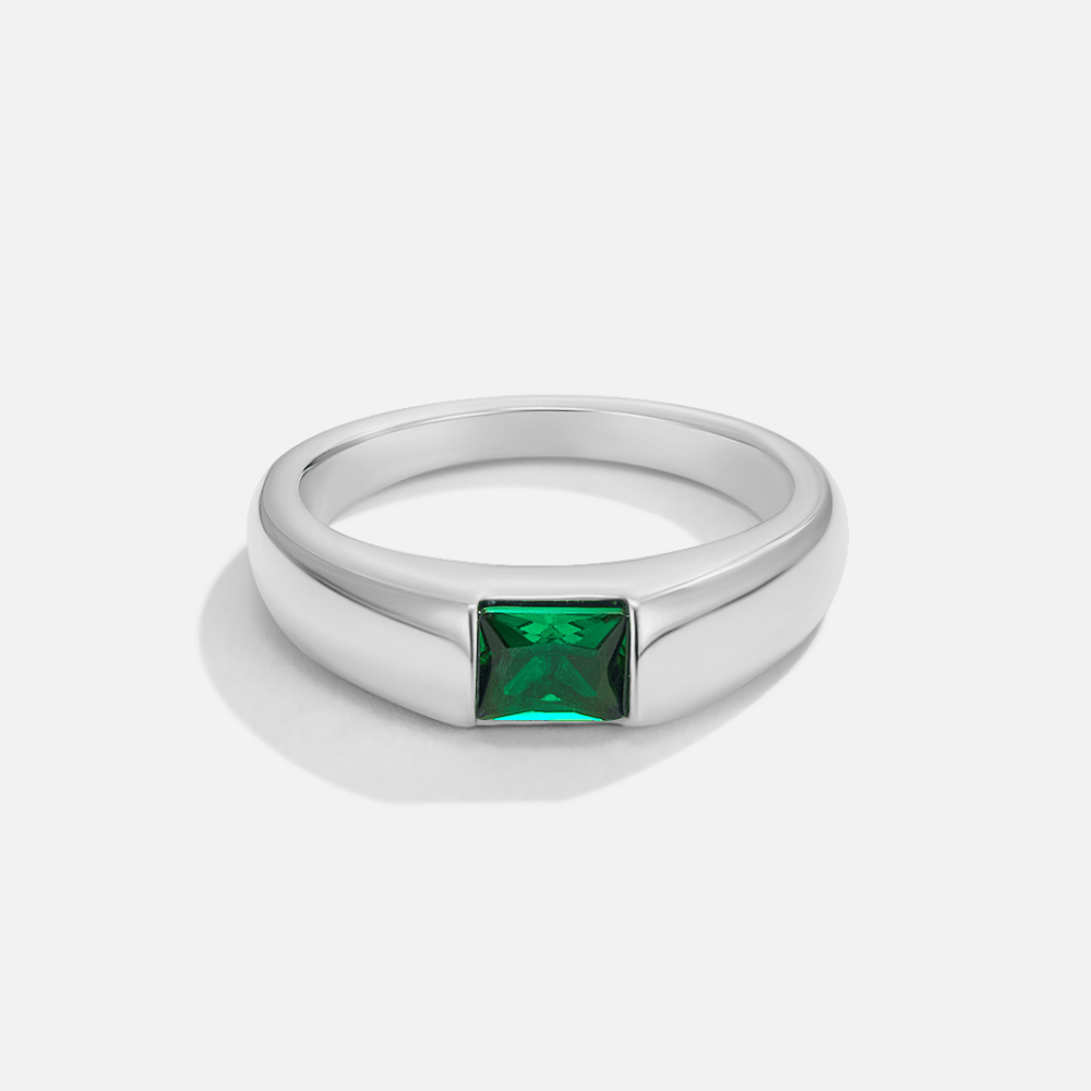 Bague en argent, braise et émeraude