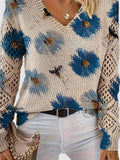 LOVENA | elegant sweater with floral pattern, full sleeves, feminine cut