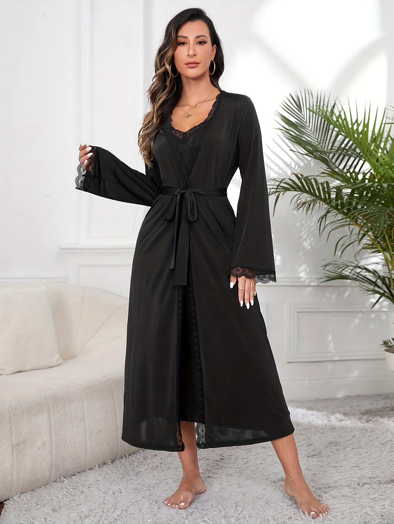 Grace | Ensemble de robe de chambre en dentelle élégante