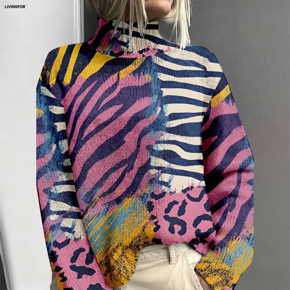 Béatrice | Tricot imprimé animal multicolore