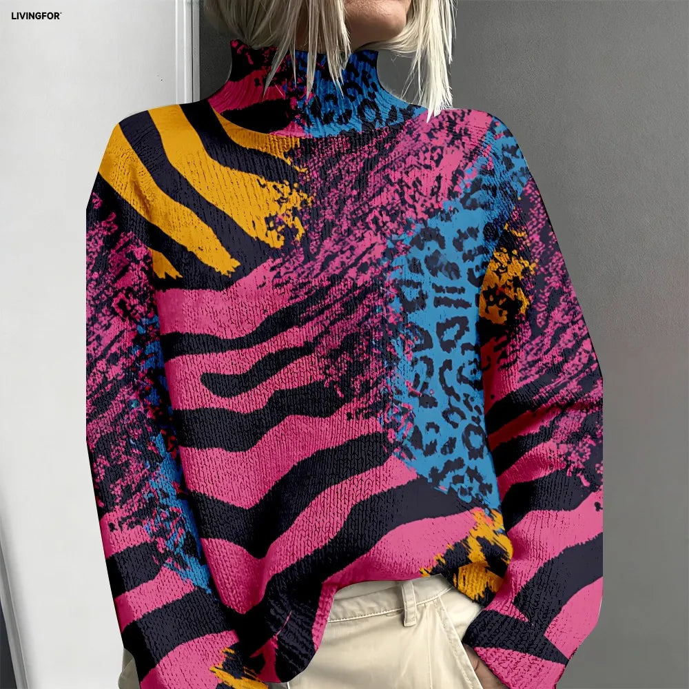 Millie | Pull imprimé zèbre multicolore audacieux