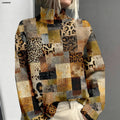 Clara | Pull imprimé patchwork aux tons neutres chauds