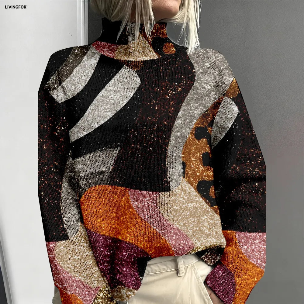 Pénélope | Pull col roulé imprimé léopard floral