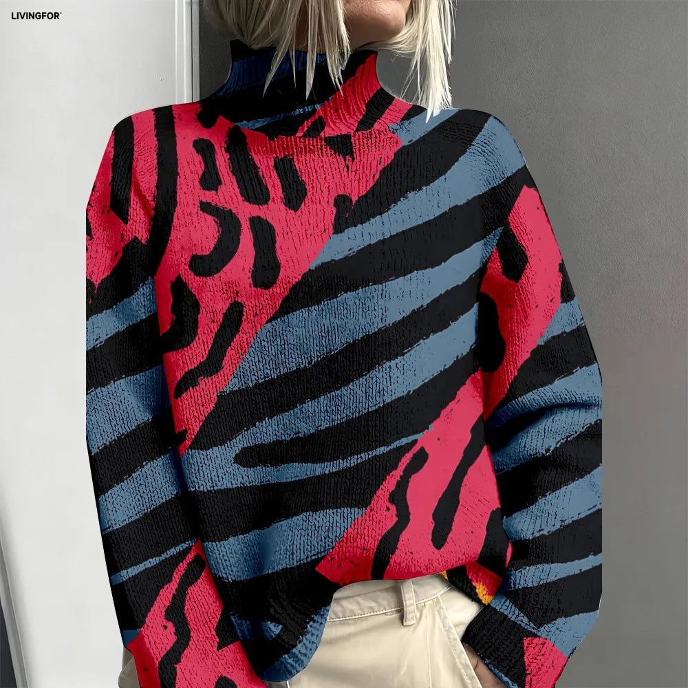 Helena | Pull moderne rouge et bleu