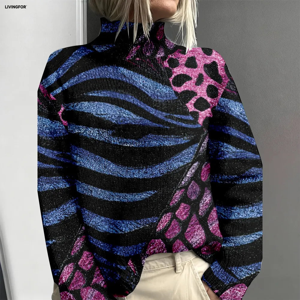 Tamsin | Pull en maille zébrée rose fuchsia