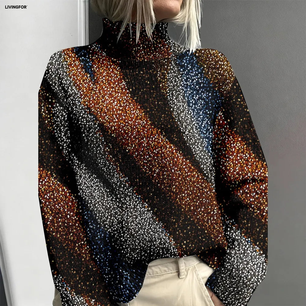 Joanna | Pull à pois abstrait dans des tons naturels