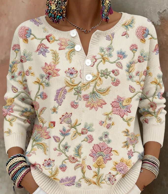 Nora | Christmas Sweater with Patchwork Print 