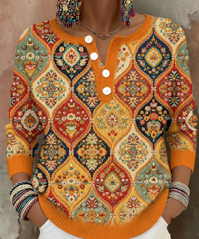Nora | Christmas Sweater with Patchwork Print 