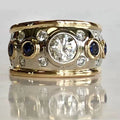 Bague vintage avec incrustations d'or et de zirconias 