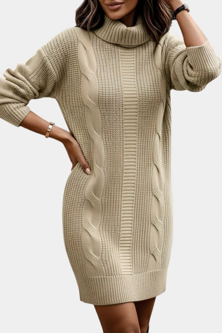 Tacienne | Robe pull en maille union à col roulé