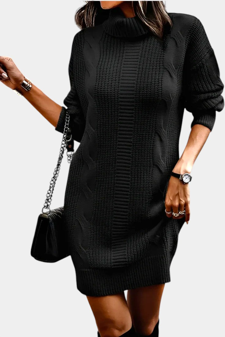 Tacienne | Robe pull en maille union à col roulé