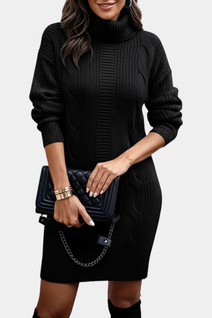 Tacienne | Robe pull en maille union à col roulé