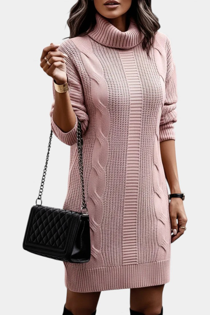 Tacienne | Robe pull en maille union à col roulé