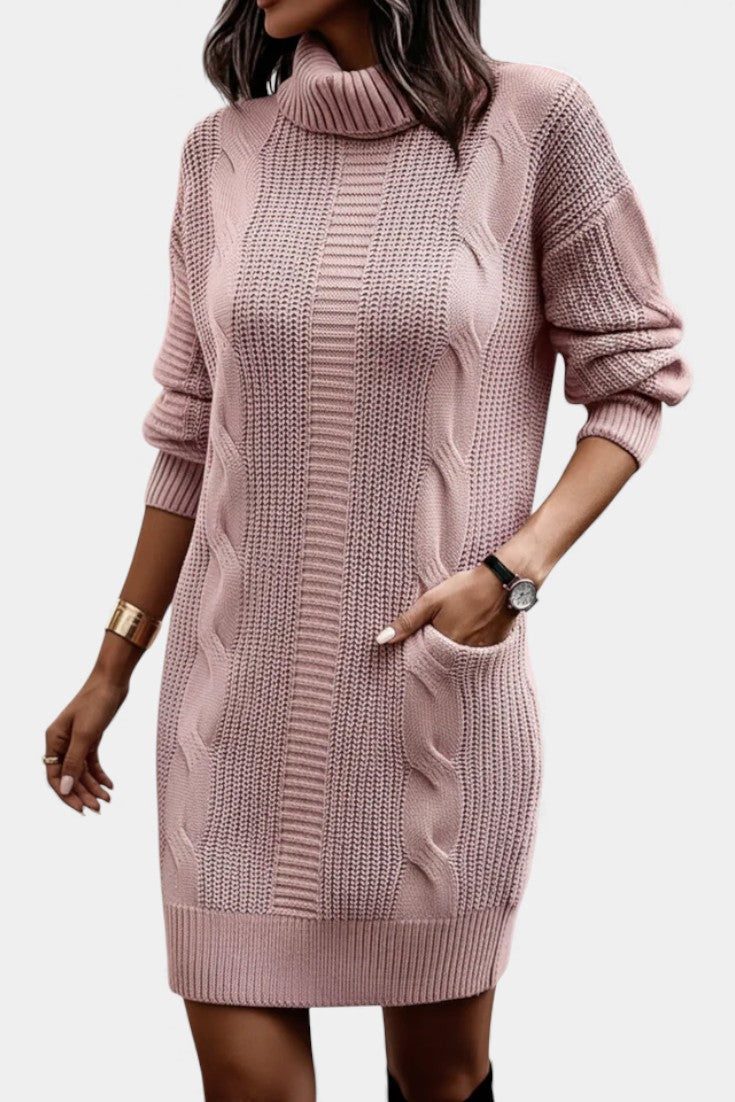 Tacienne | Robe pull en maille union à col roulé
