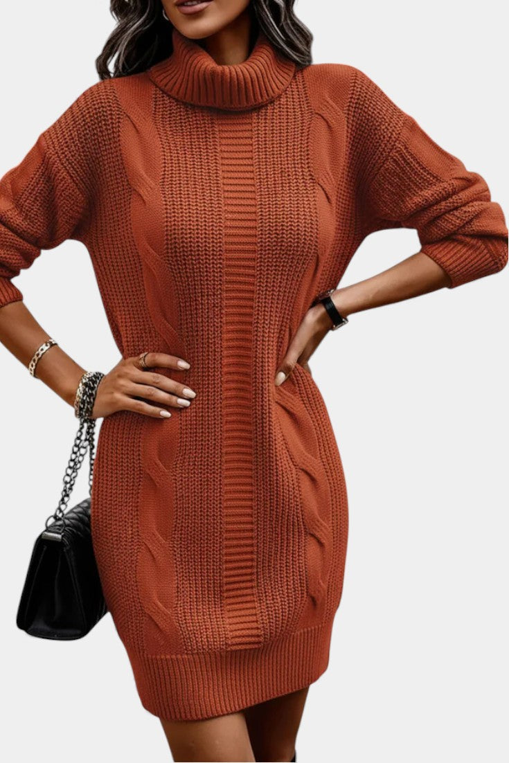 Tacienne | Robe pull en maille union à col roulé