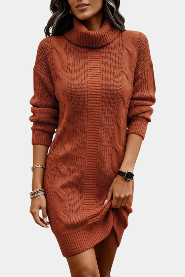 Tacienne | Robe pull en maille union à col roulé