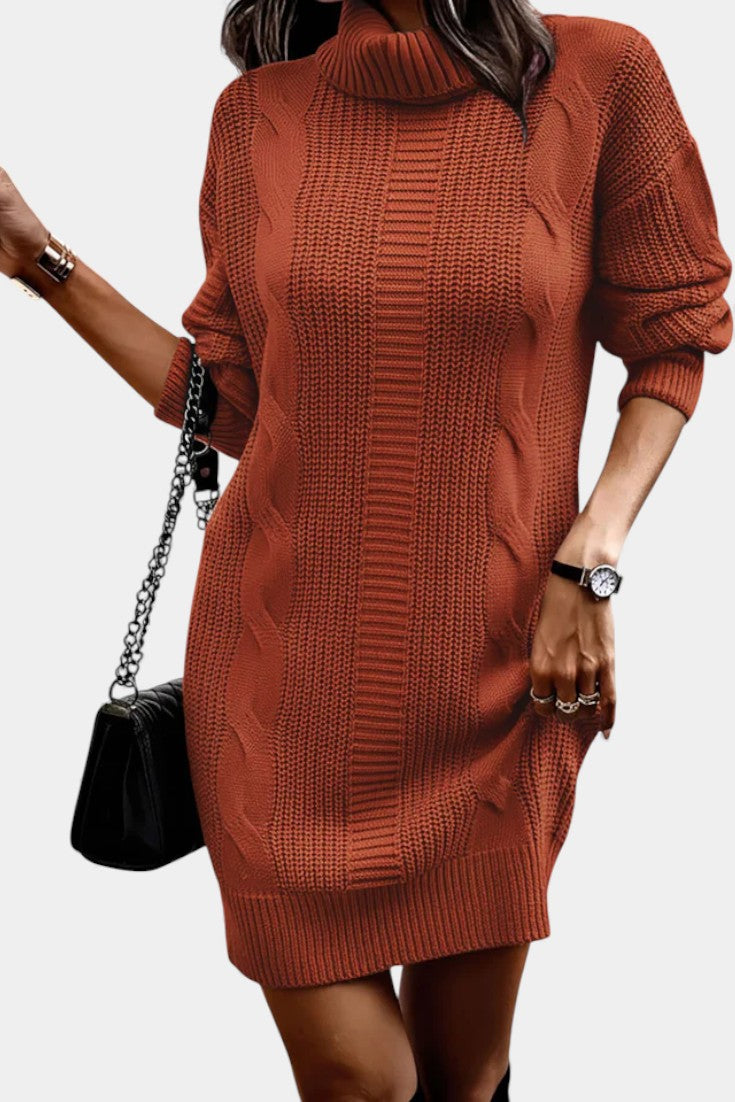 Tacienne | Robe pull en maille union à col roulé