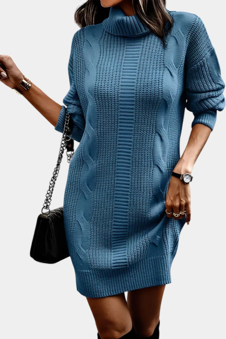 Tacienne | Robe pull en maille union à col roulé