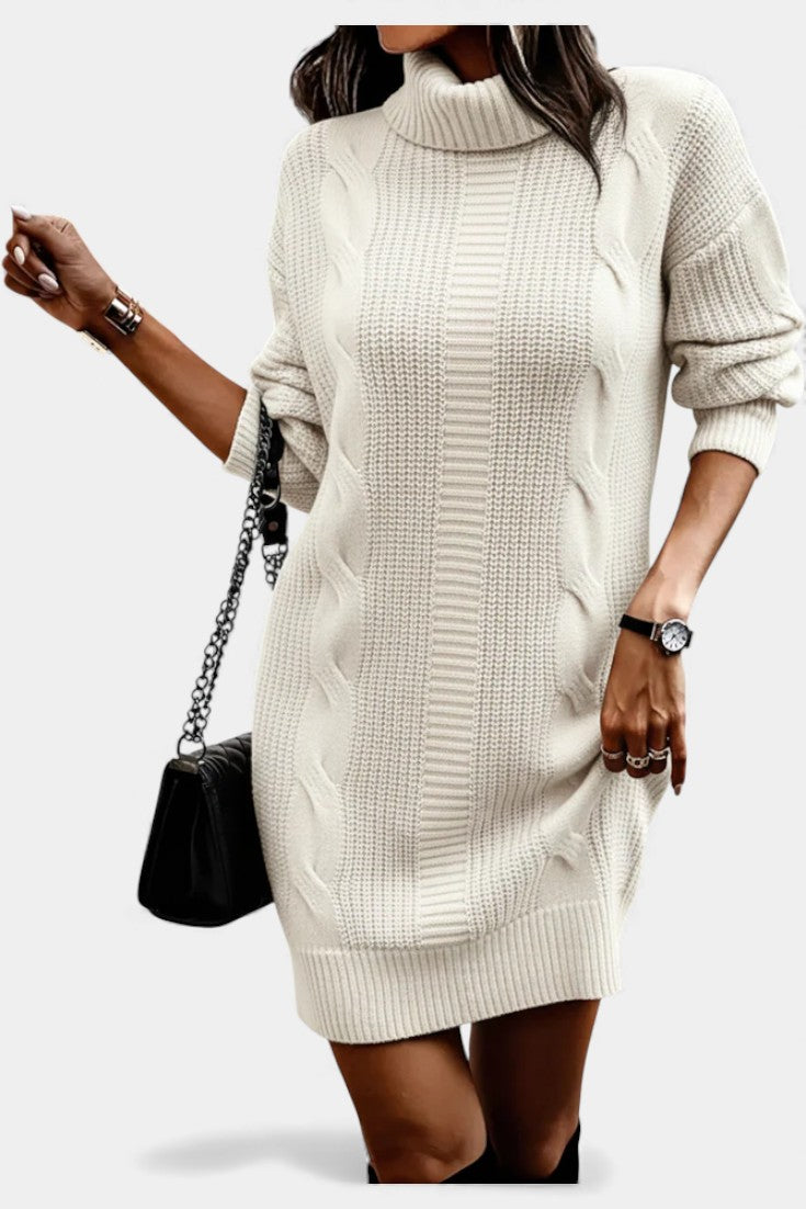 Tacienne | Robe pull en maille union à col roulé