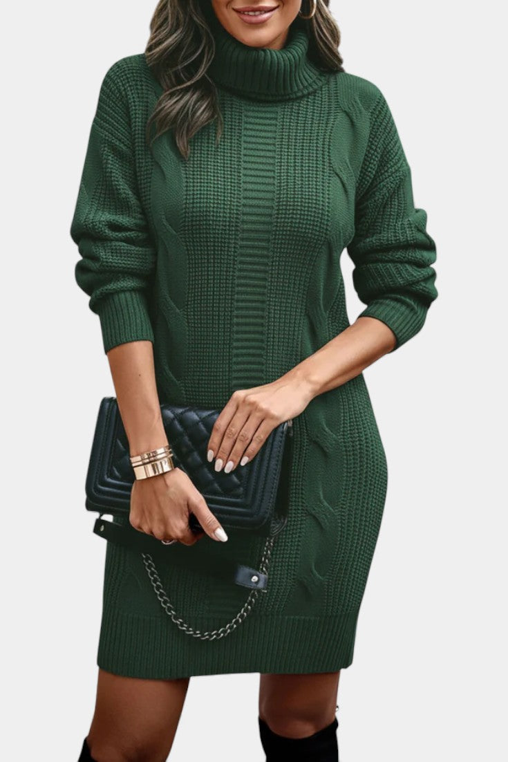 Tacienne | Robe pull en maille union à col roulé