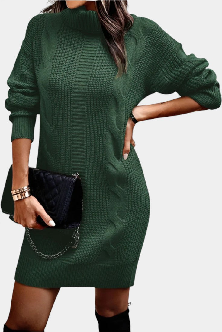 Tacienne | Robe pull en maille union à col roulé