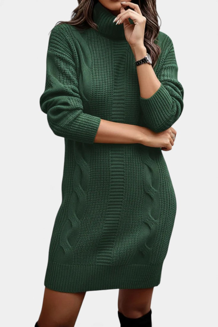 Tacienne | Robe pull en maille union à col roulé